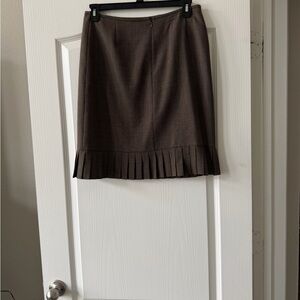 Alex Marie Brown Pencil Skirt with Pleated Hem